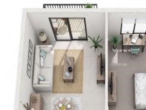 3d 1 bedroom floor plan | District West Gables Apartments in West Miami, Florida