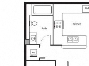 1 bedroom floor plan | District West Gables Apartments in West Miami, Florida