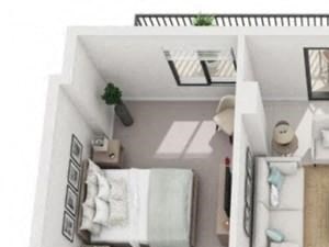 3d 2 bedroom floor plan | District West Gables Apartments in West Miami, Florida