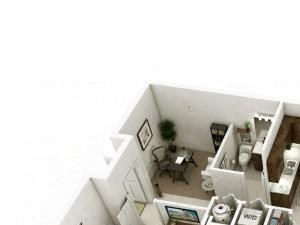 3d 1 bedroom floor plan | District West Gables Apartments in West Miami, Florida