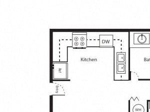 1 bedroom floor plan | District West Gables Apartments in West Miami, Florida
