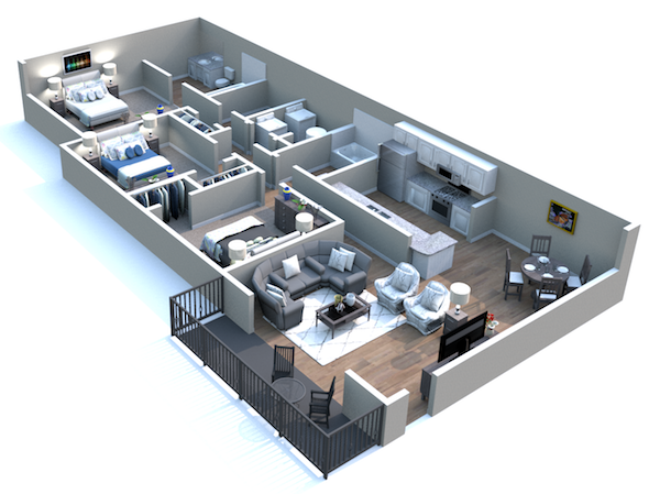 Belmont3-D Churchill Commons Apartments in Aiken, South Carolina 3 bedroom 2 bathroom Belmont floor plan