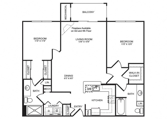 B2 floor plan at The Montgomery