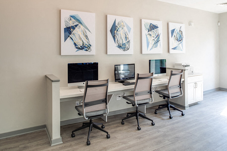 business center at The Montgomery Apartments in Bethesda, MD