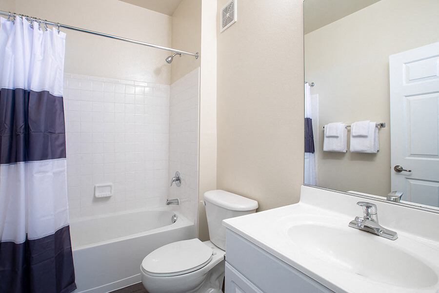 large spa like bathrooms at The Montgomery Apartments in Bethesda, MD