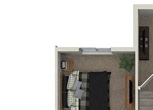 2 bedroom 2 bathroom B2 floorplan at Valentia Apartments in La Habra, CA