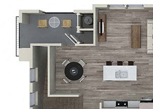 2 bedroom 2 bathroom B4 floorplan at Valentia Apartments in La Habra, CA