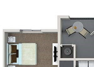 2 bedroom 2 bathroom B5 floorplan at Valentia Apartments in La Habra, CA