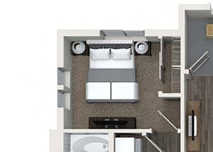 3 bedroom 2 bathroom C1 floorplan at Valentia Apartments in La Habra, CA