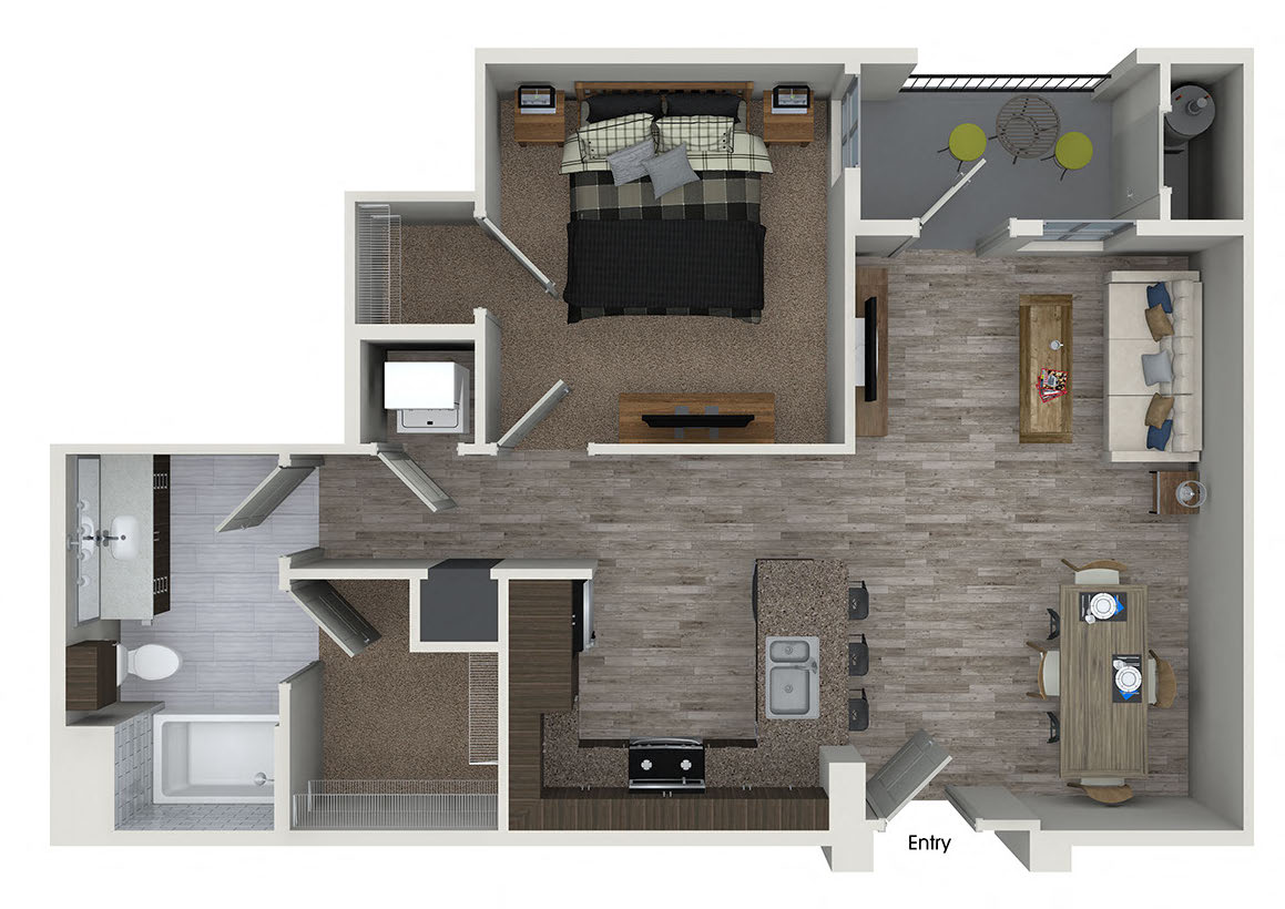 one bedroom floor plan at 808 west apartments
