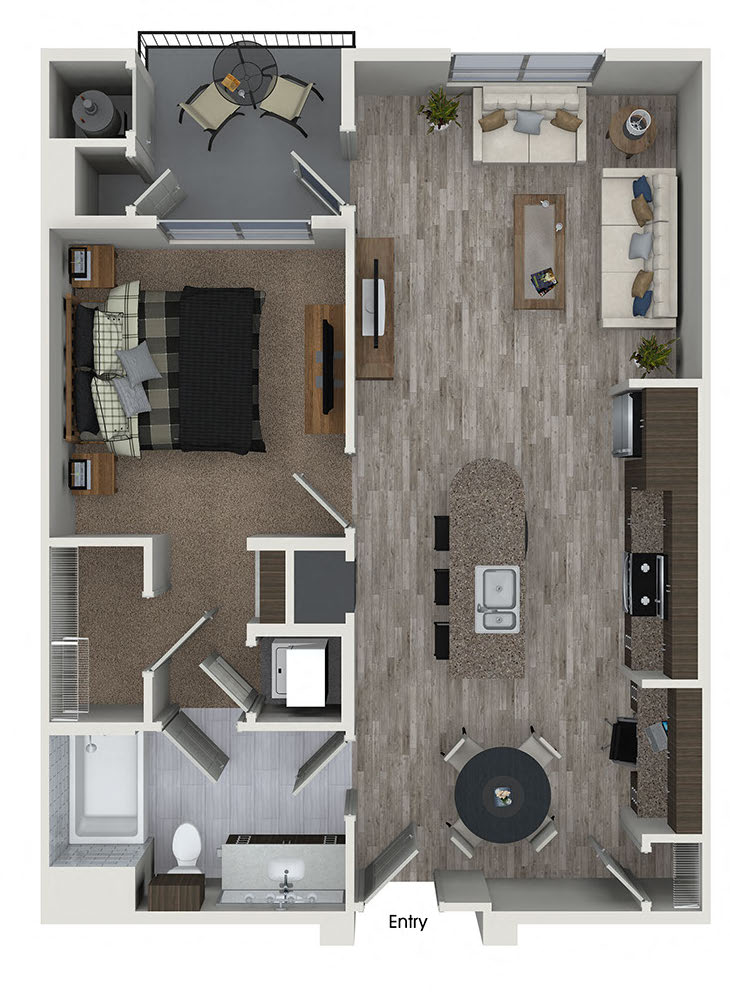 one bedroom floor plan at 808 west apartments
