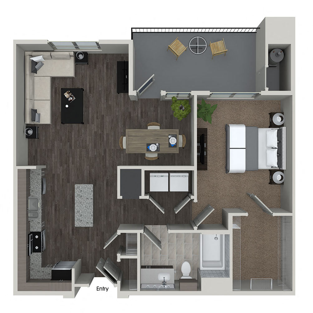 one bedroom floor plan at 808 west apartments