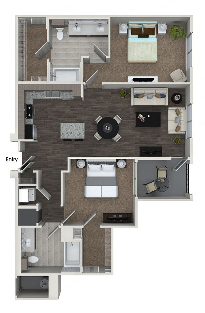 two bedroom floor plan at 808 west apartments