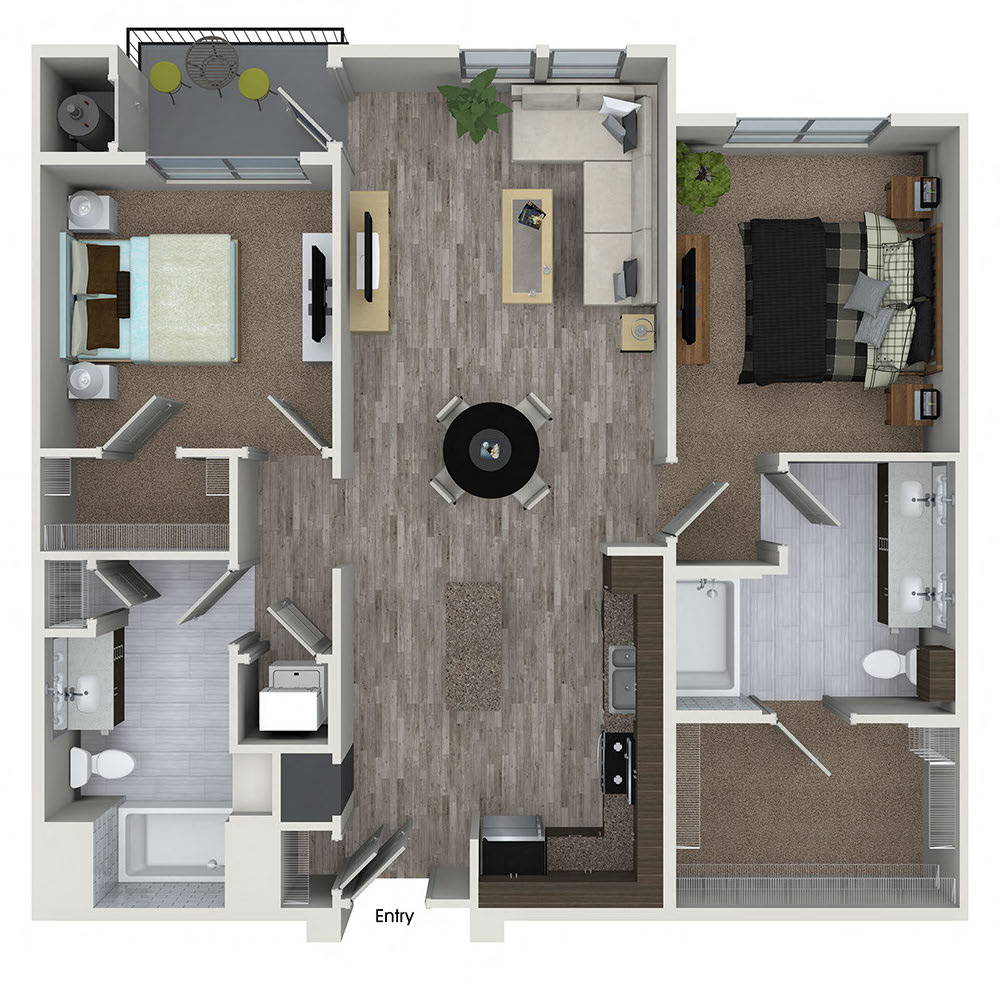 two bedroom floor plan at 808 west apartments