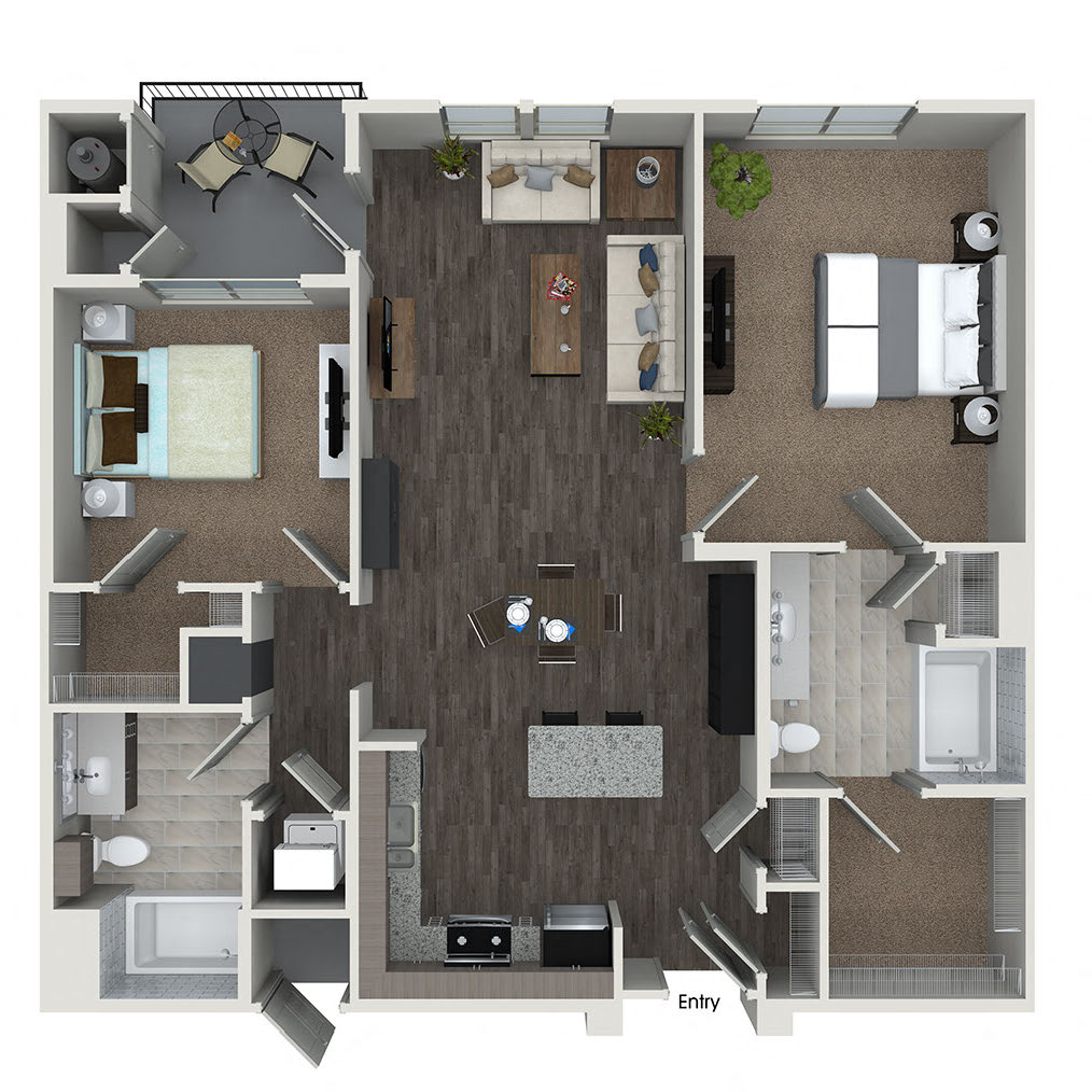 two bedroom floor plan at 808 west apartments