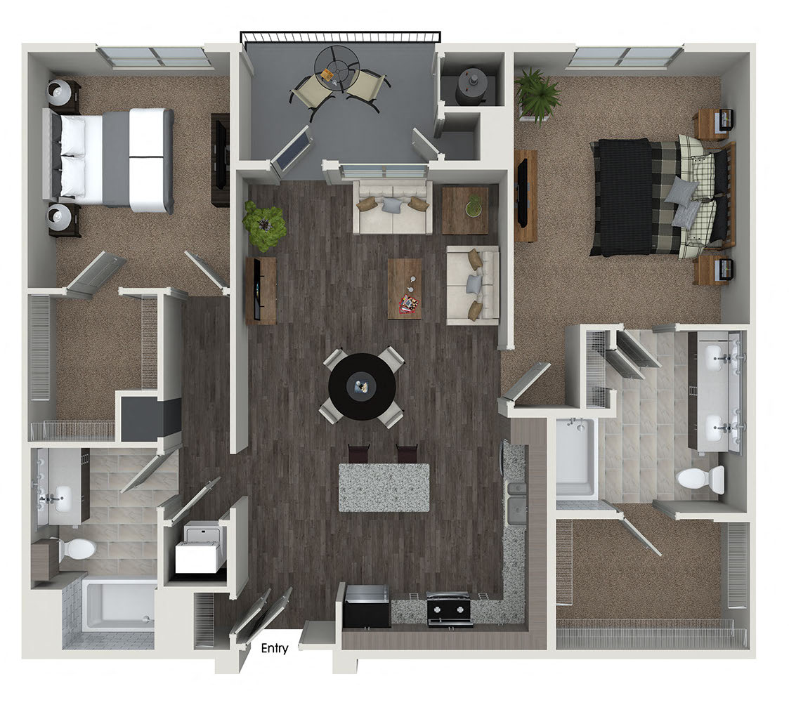 two bedroom floor plan at 808 west apartments