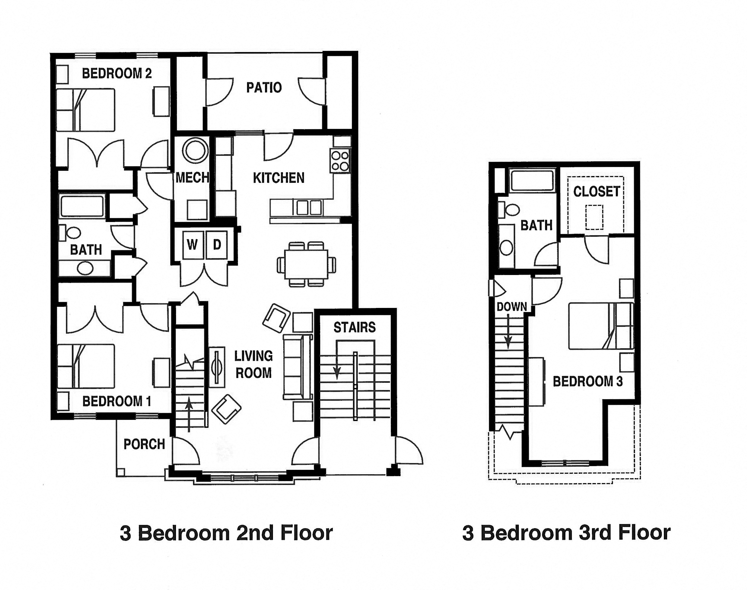 3 Bedroom / 2 Stories