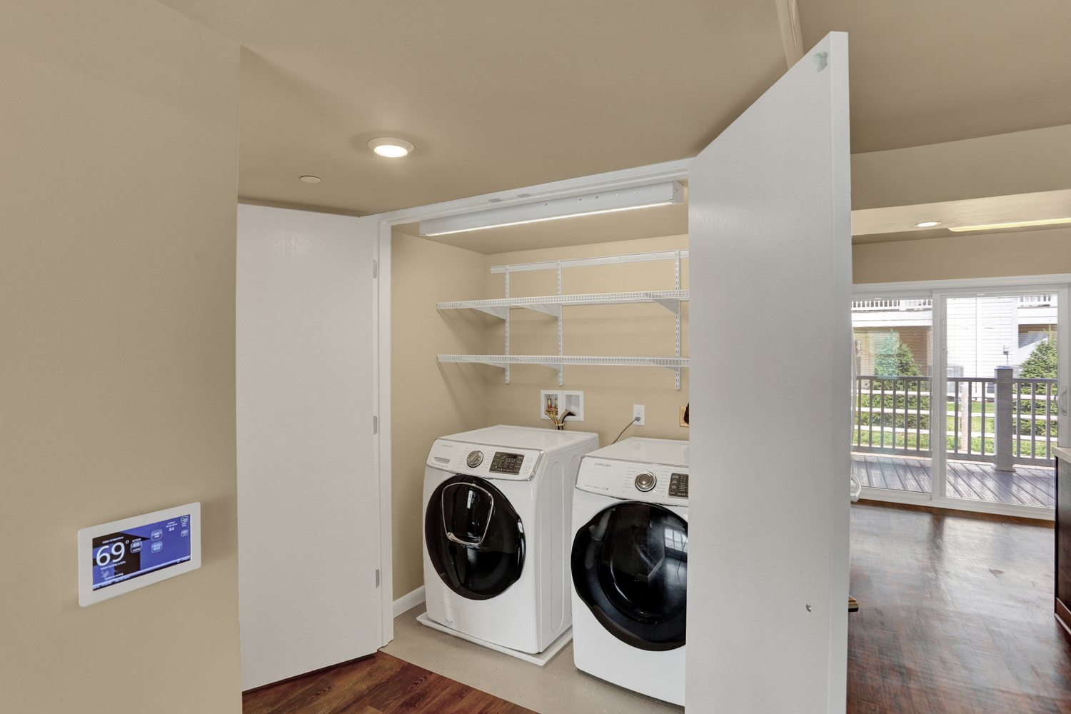 laundry room with washer and dryer in a house