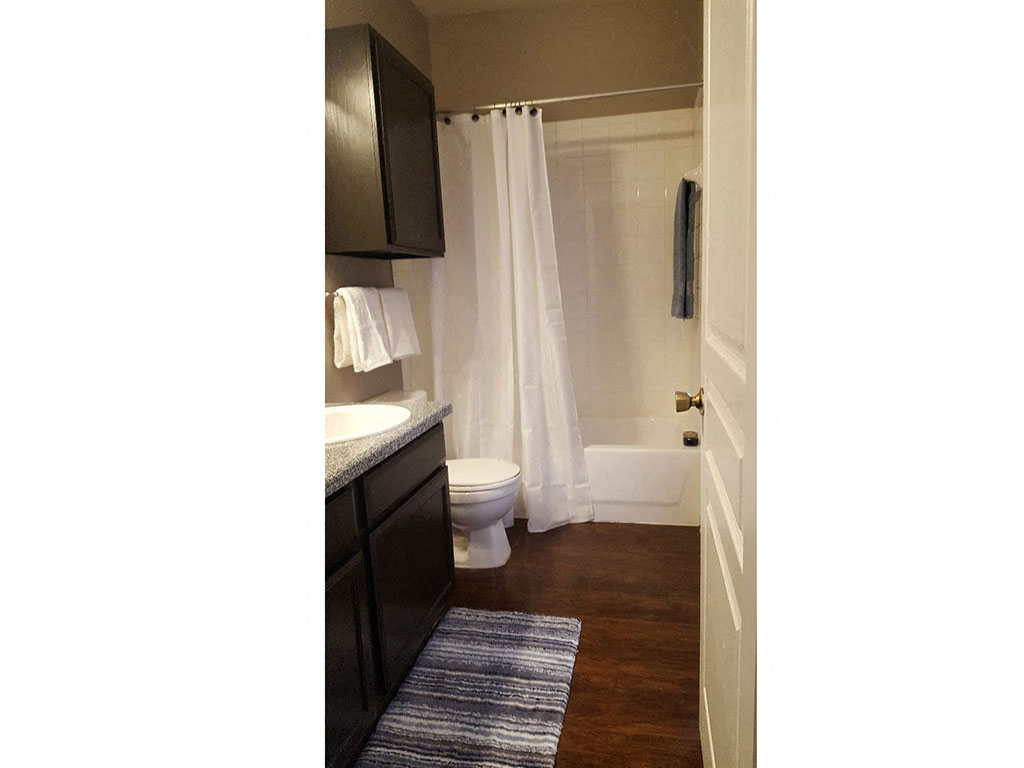 Guest Bathroom With Shower at Bardin Greene Apartments in Arlington, Texas
