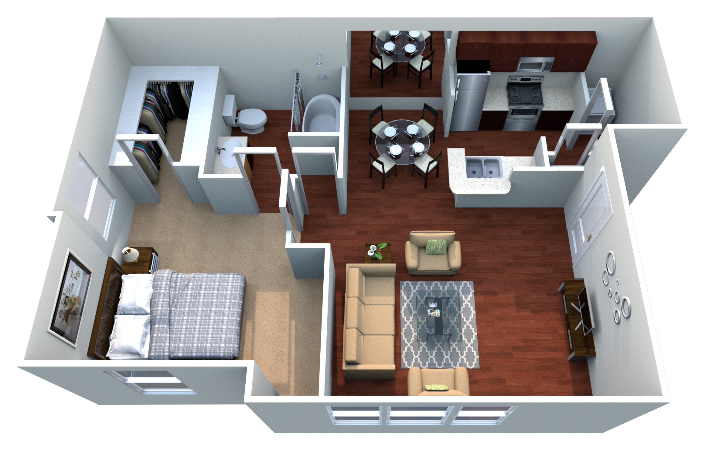 Bolton A-2, 1 Bed 1 Bath, 680 Sq. Ft. Floor Plan at Bardin Greene Apartments in Arlington, Texas