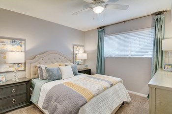 Master Bedroom With Carpeting at The Village at Bunker Hill in Houston, Texas
