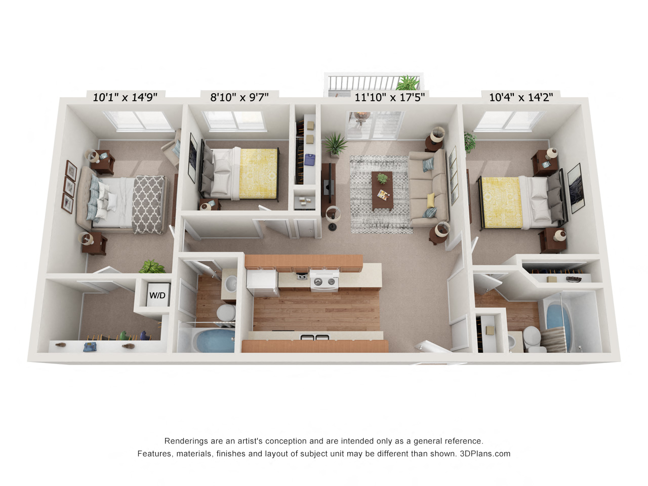 Diamond Floor Plan - 3 Bedroom 2 Bathroom