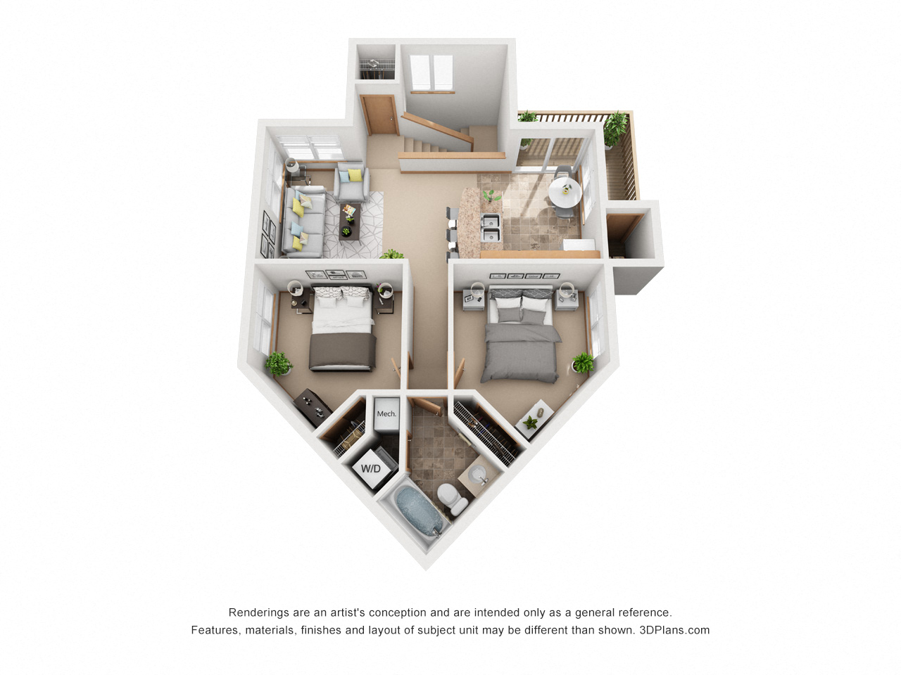 806 sq.ft. Two Bed One Bath