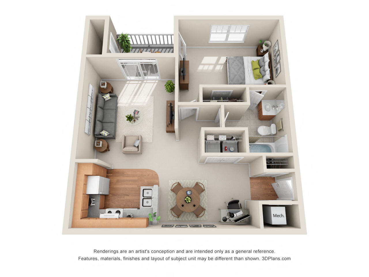 788 sq.ft. One Bed One Bath