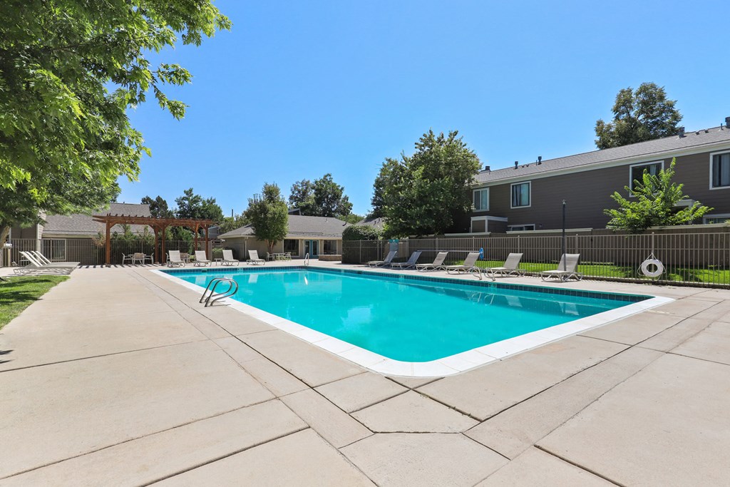 our apartments have a resort style pool with lounge chairs
