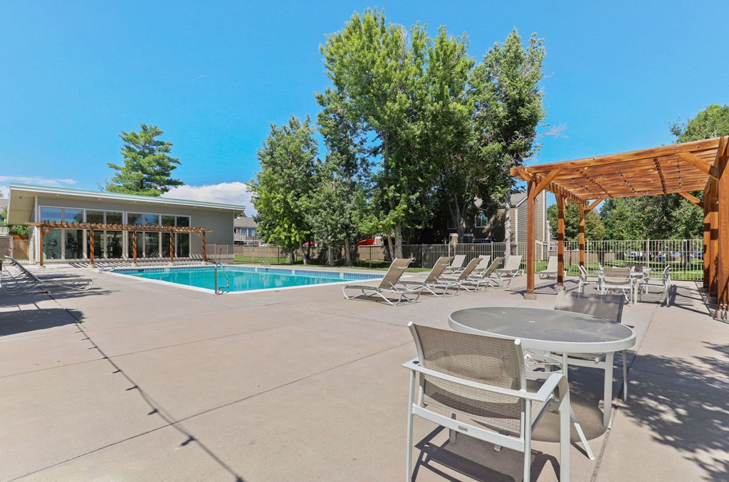 the pool area at our apartments