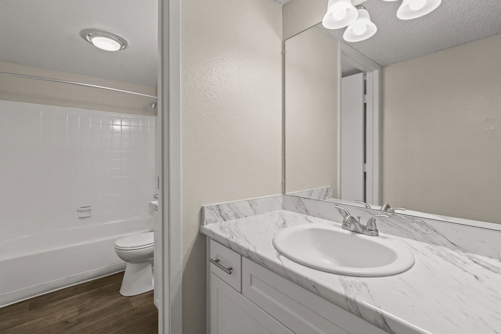 the preserve at ballantyne commons apartment bathroom with sink and toilet