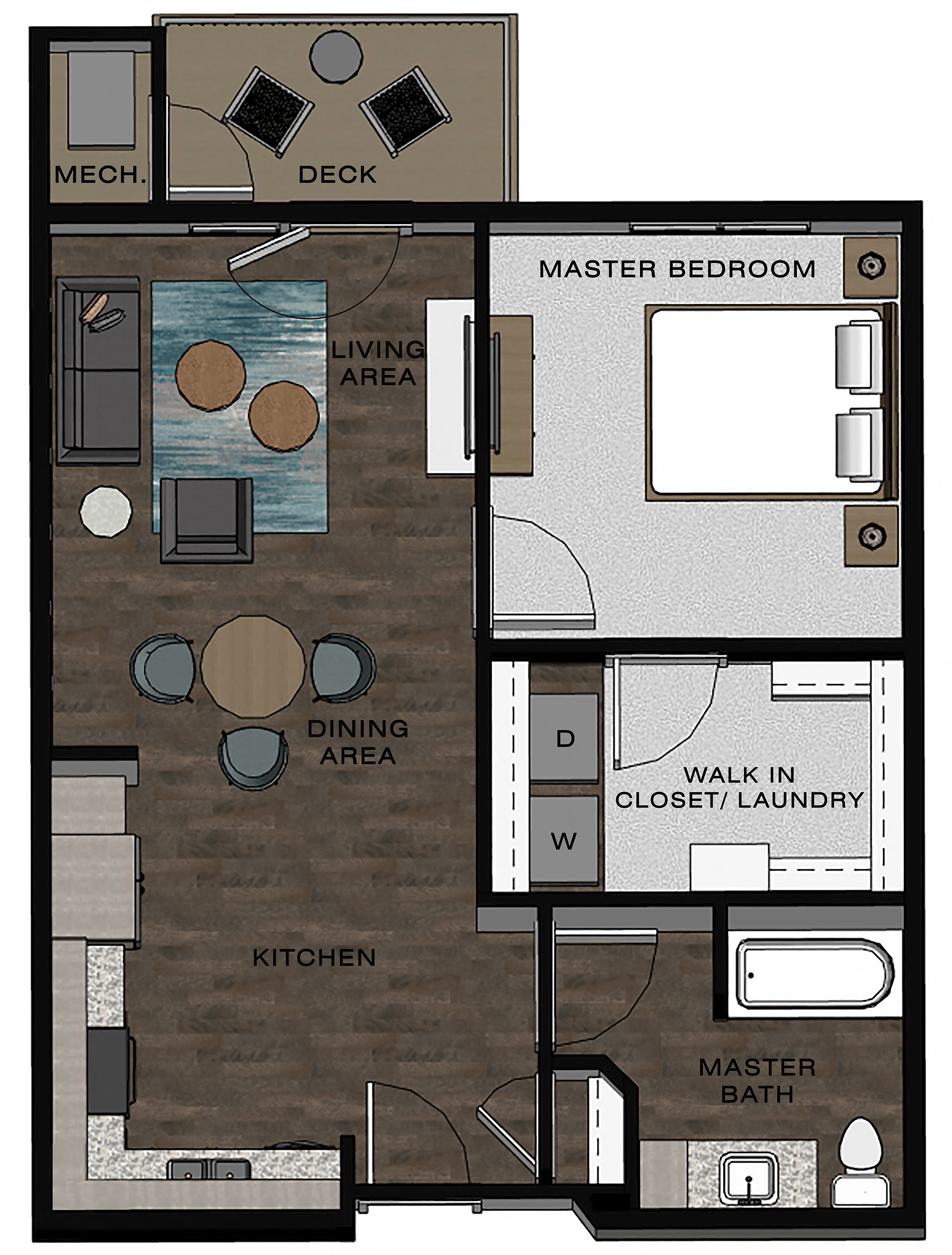 1 Bed 1 Bath A Floor Plan at TRIO @ southbridge, Shakopee, MN