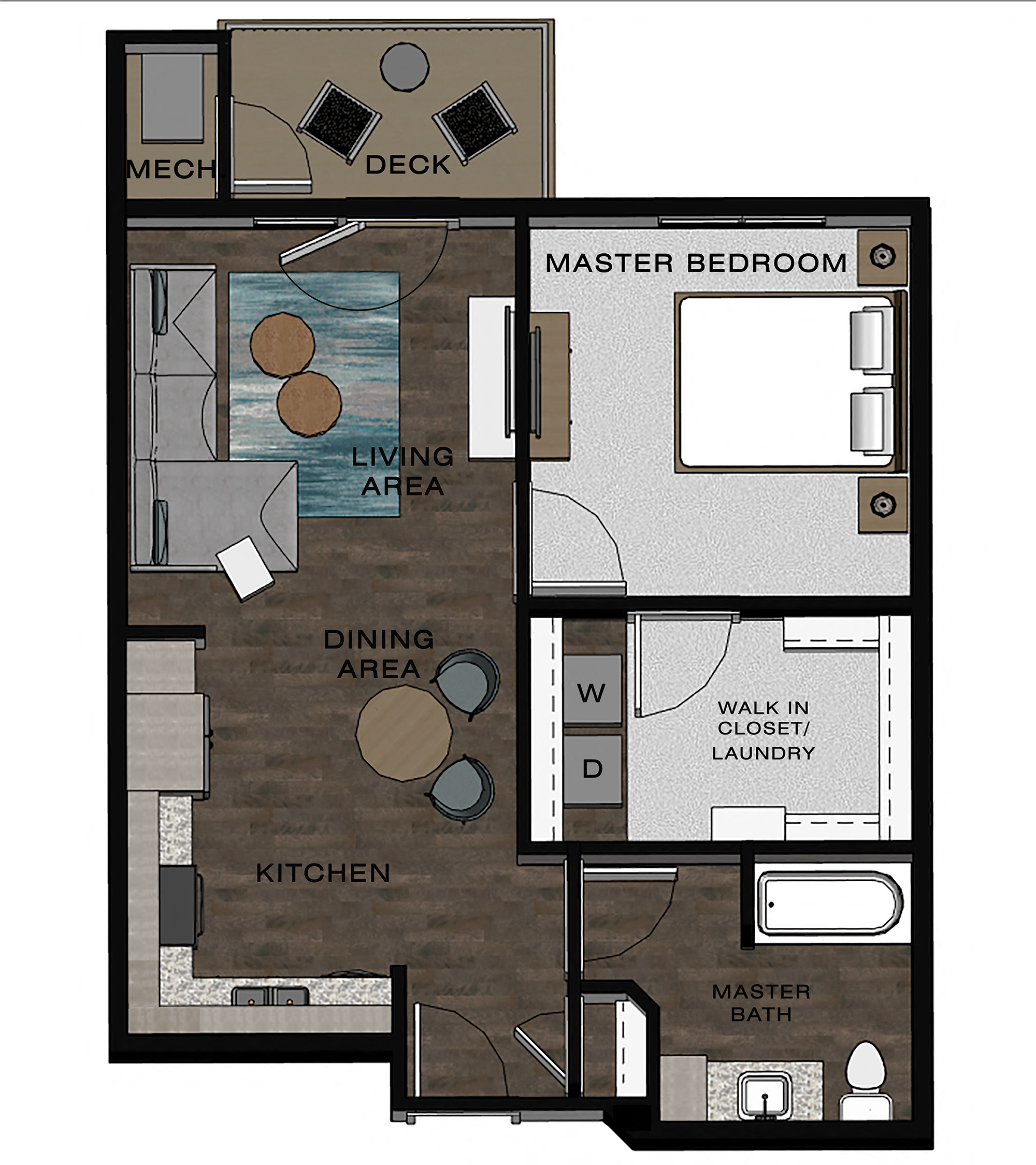 1 Bed  1 Bath B Floor Plan at TRIO @ southbridge, Shakopee, 55379