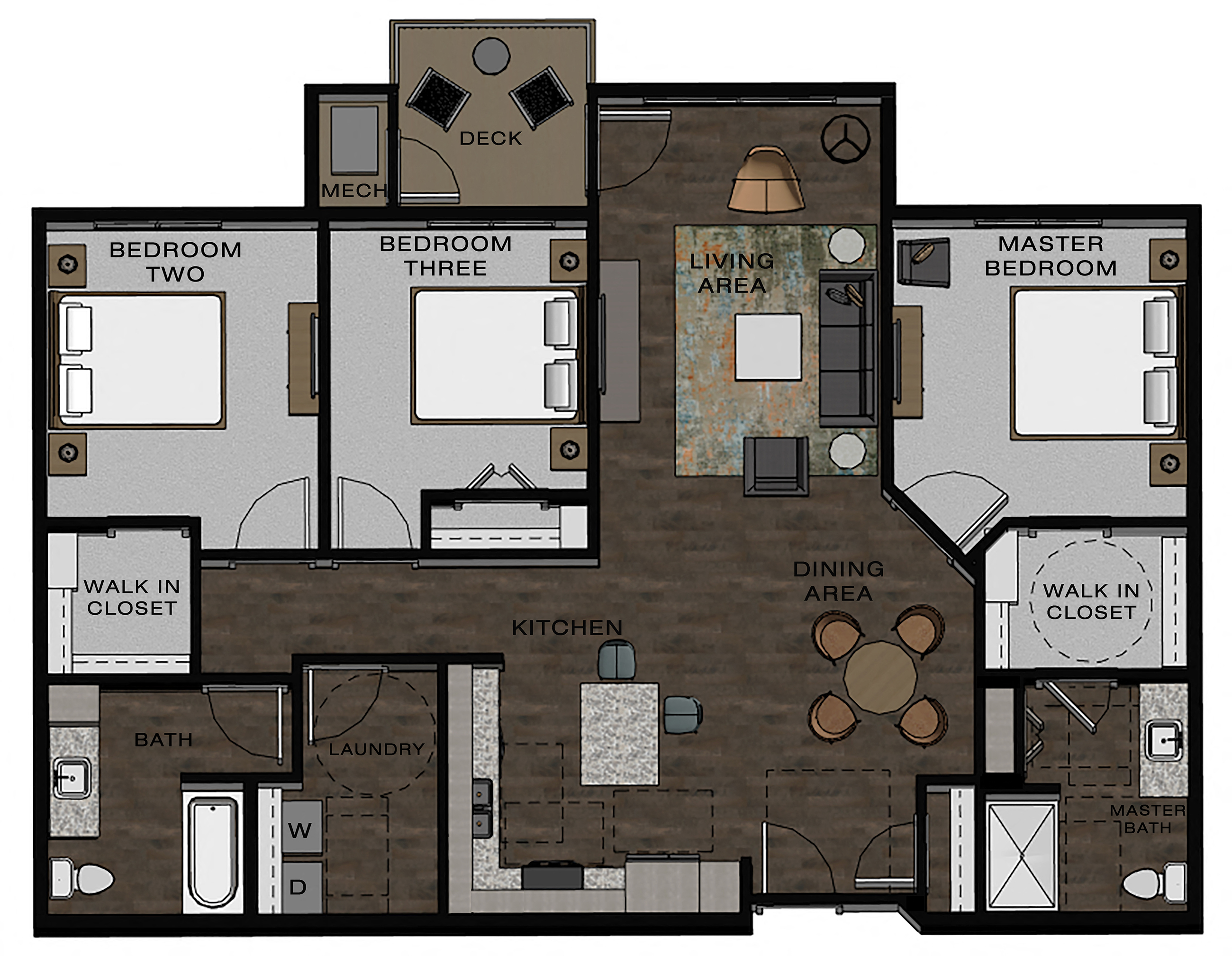 3 Bed 2 Bath Accessible Floor Plan at TRIO @ southbridge, Shakopee, MN