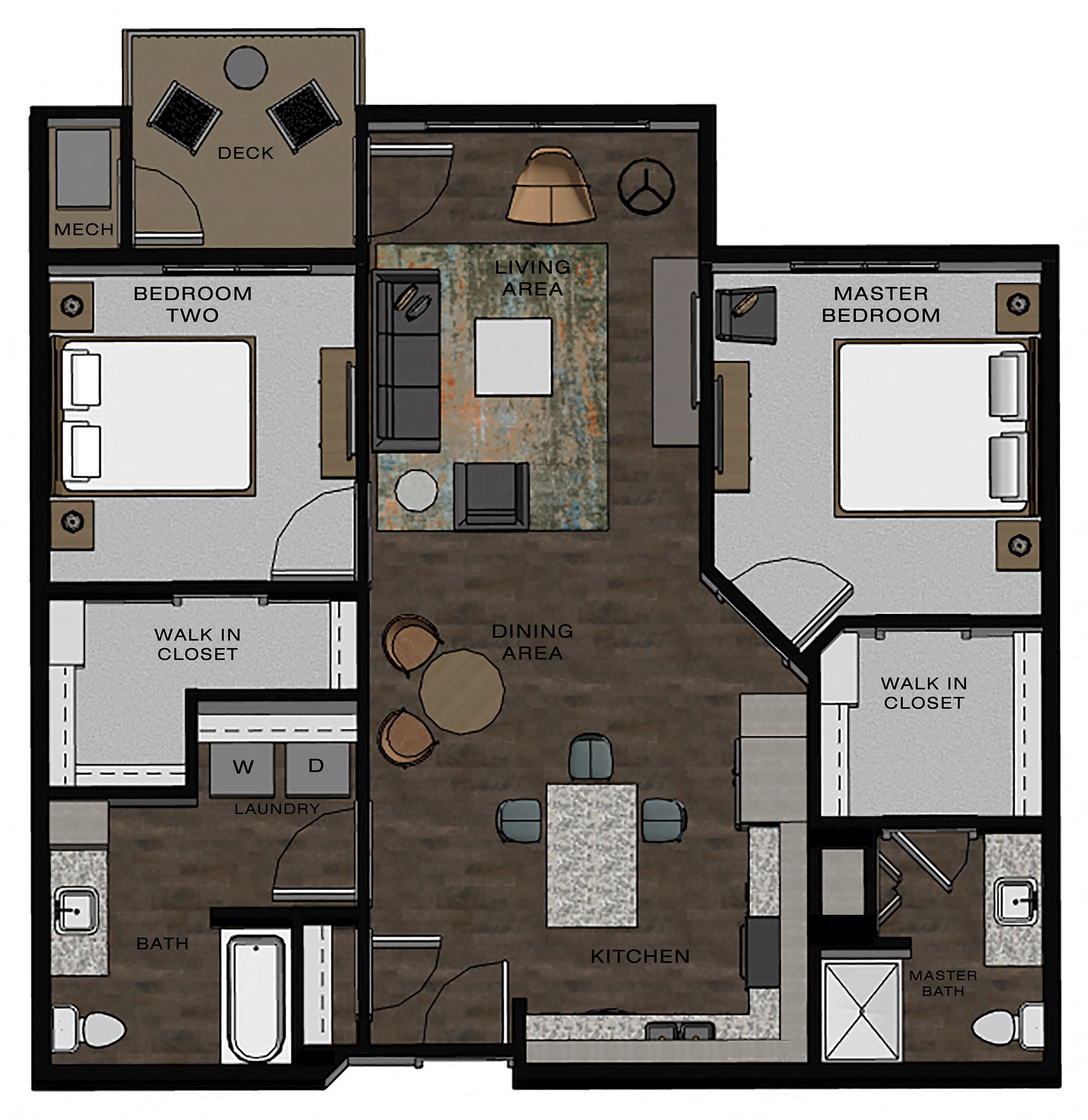 2 Bed  2 Bath A Floor Plan at TRIO @ southbridge, Shakopee