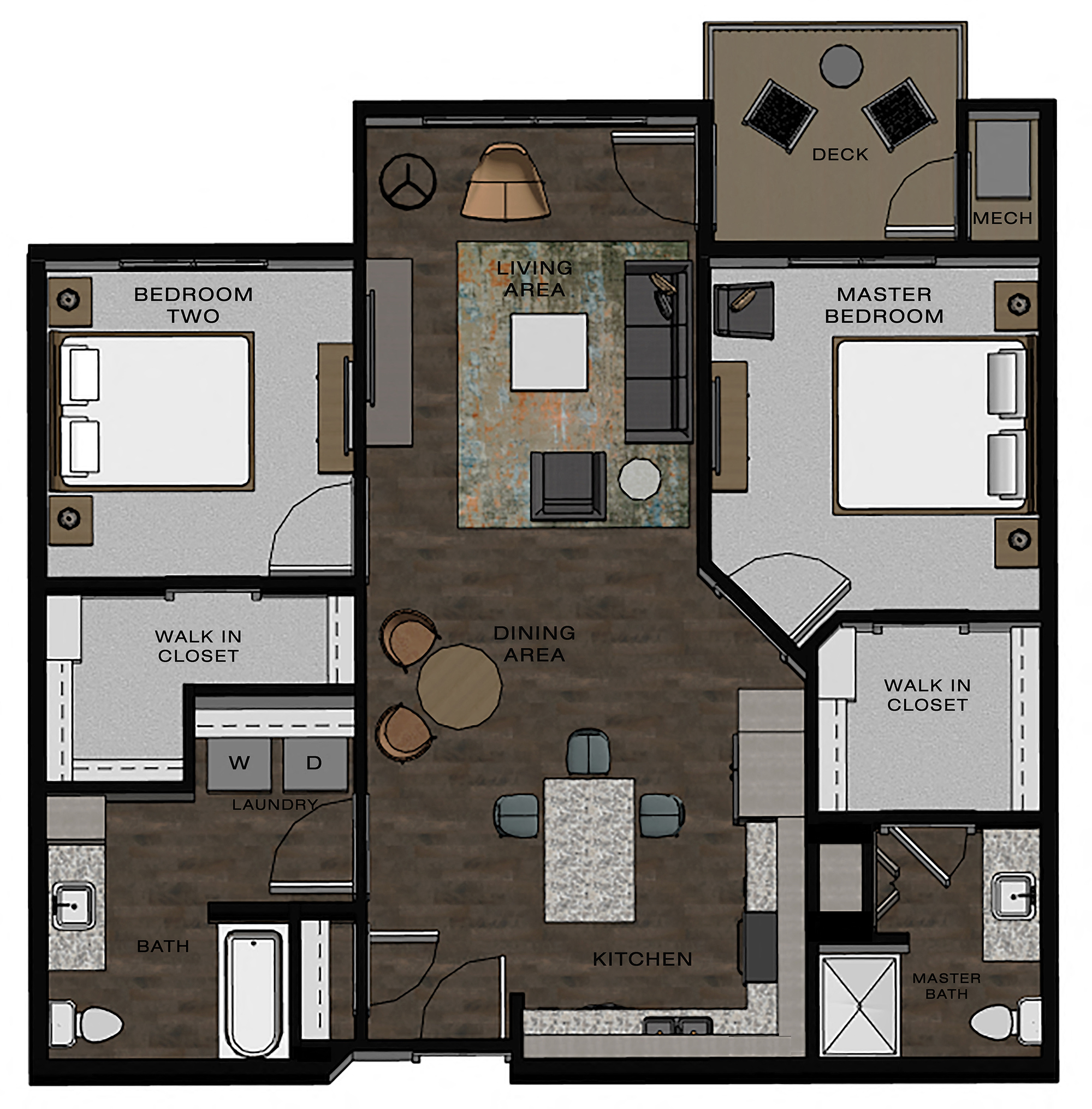 2 Bed  2 Bath B Floor Plan at TRIO @ southbridge, Minnesota, 55379
