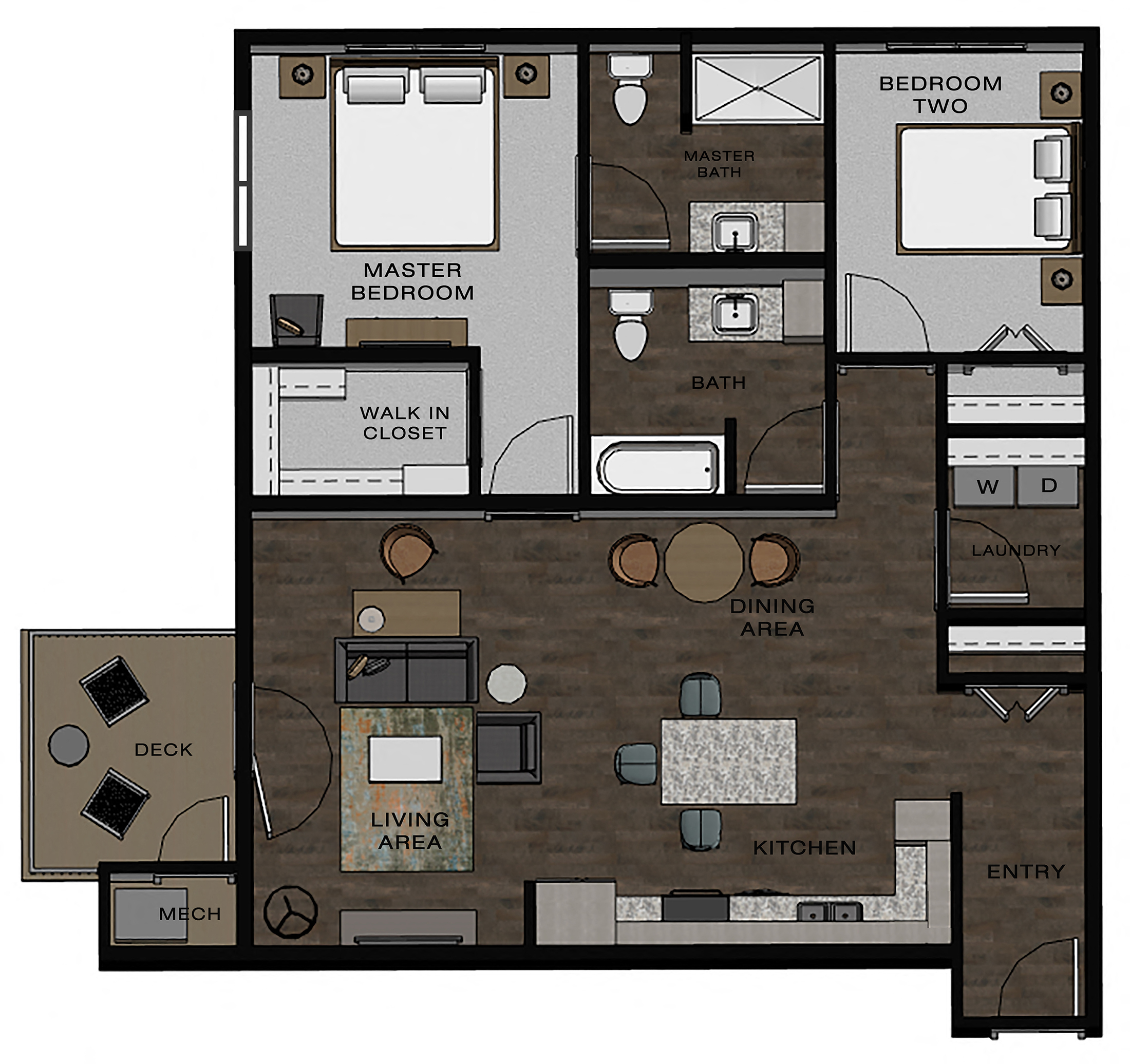 2 Bed 2 Bath End Floor Plan at TRIO @ southbridge, Minnesota