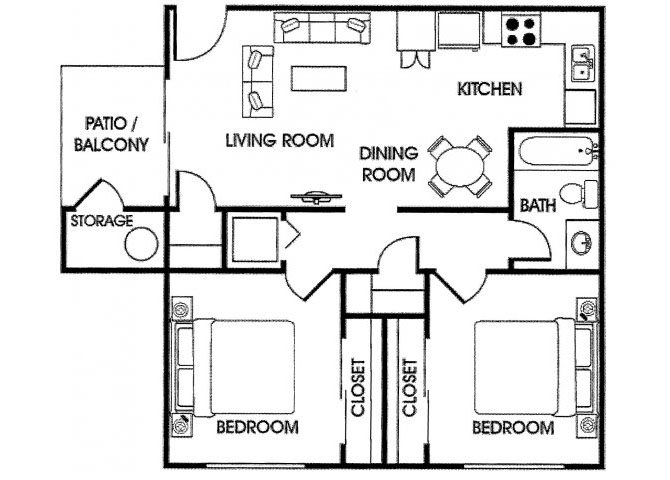 Two Bedroom Floor Plan 2