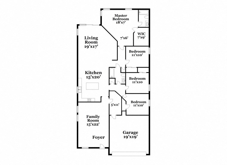 floor plan of the second level of the house showing the bedroom and the living room