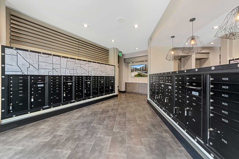 the tasting room has a large selection of wine racks