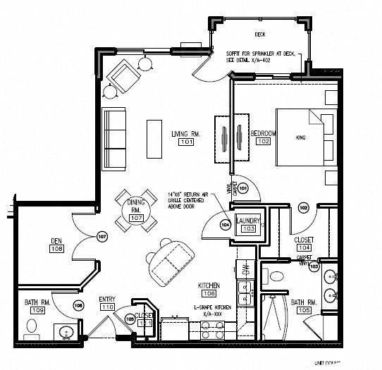 1 Bedroom 1.5 Bath + Den