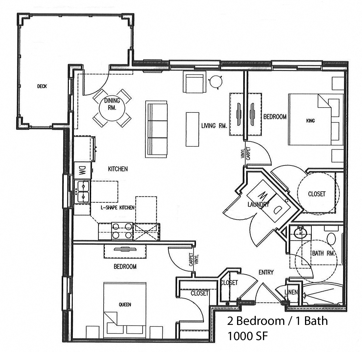 2 Bedroom 1 Bath Corner