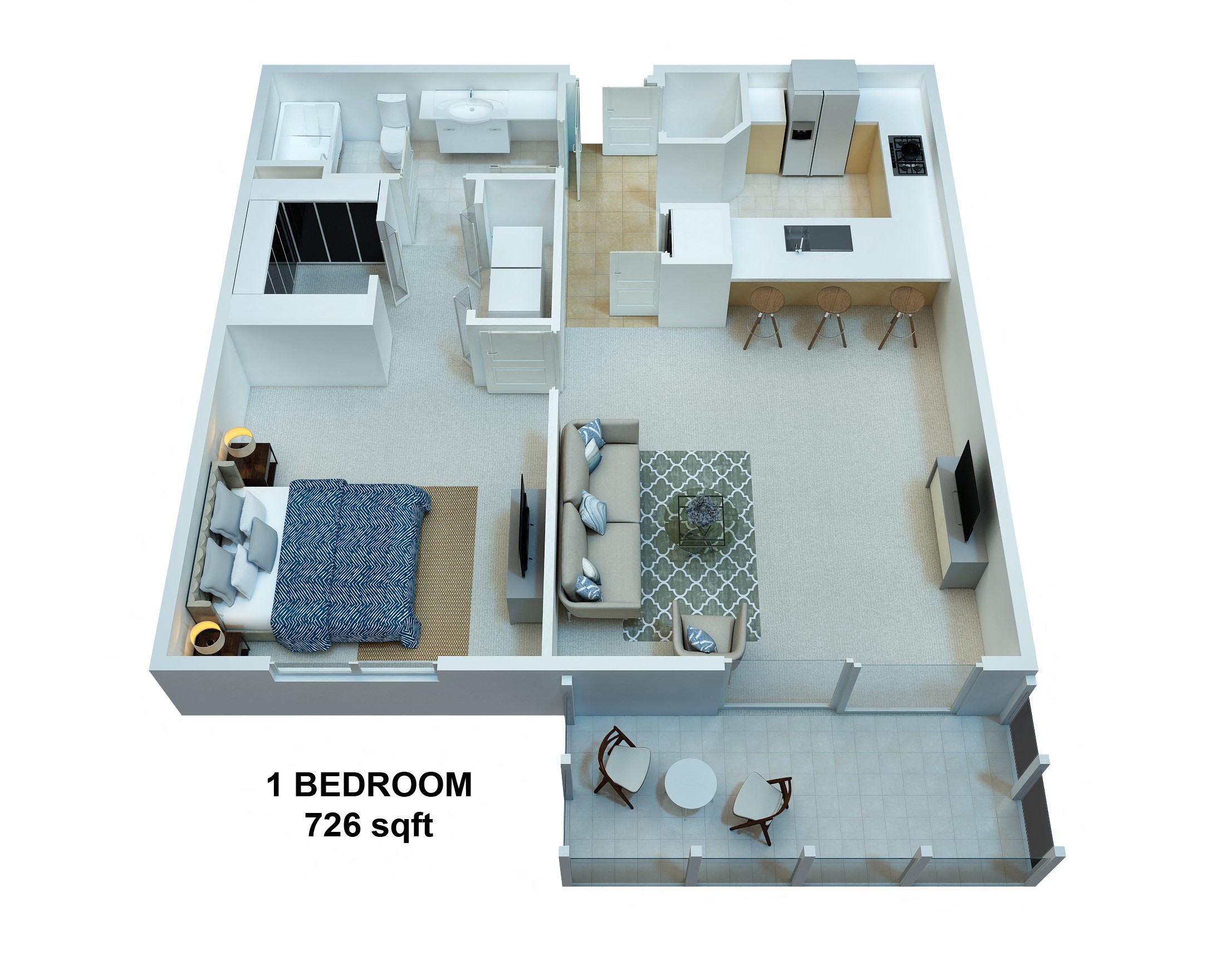 1 Bedroom / 1 Bathroom