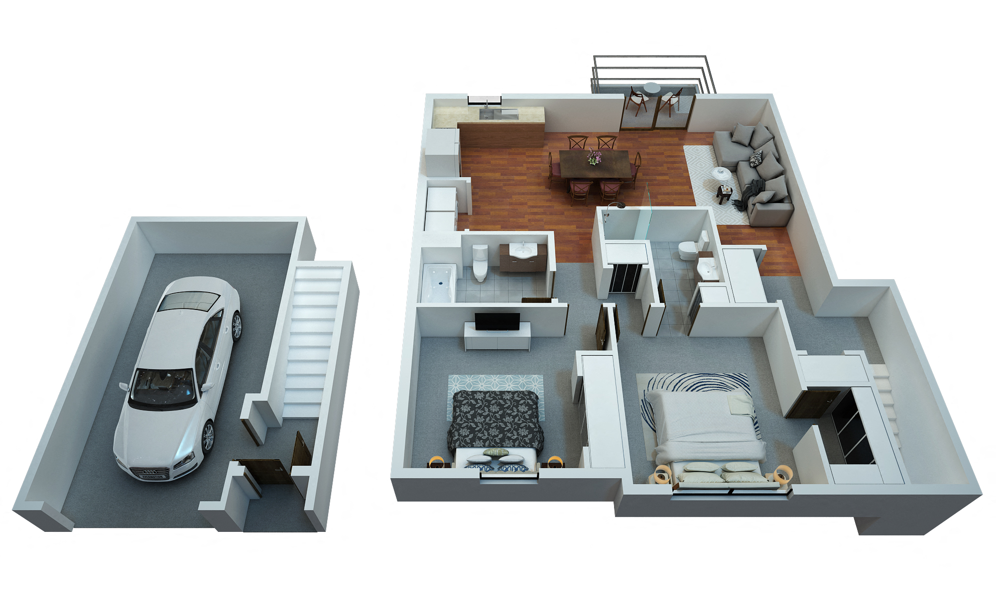 2 Bedrooms / 2 Bathrooms