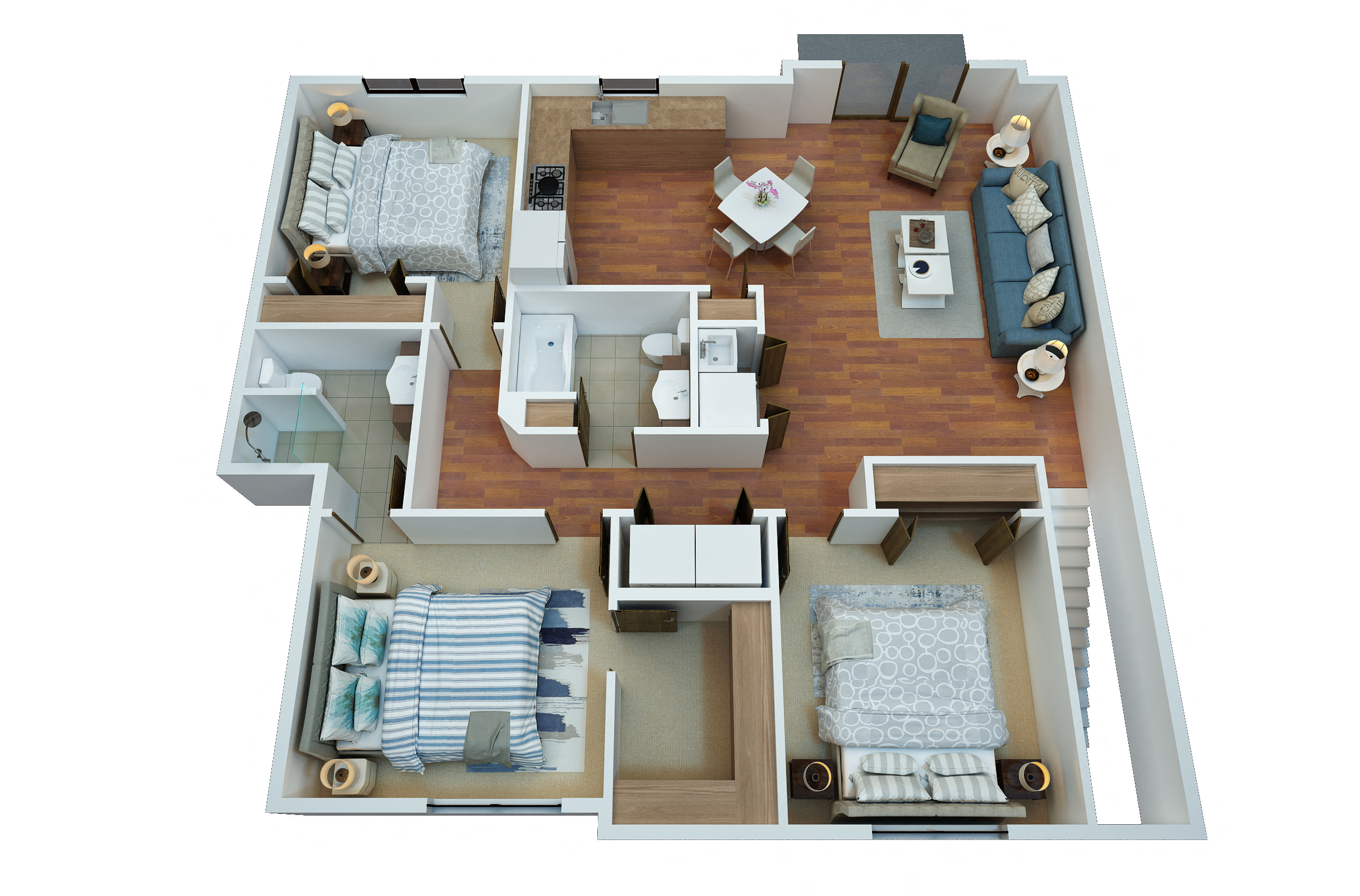 3 Bedrooms / 2 Bathrooms