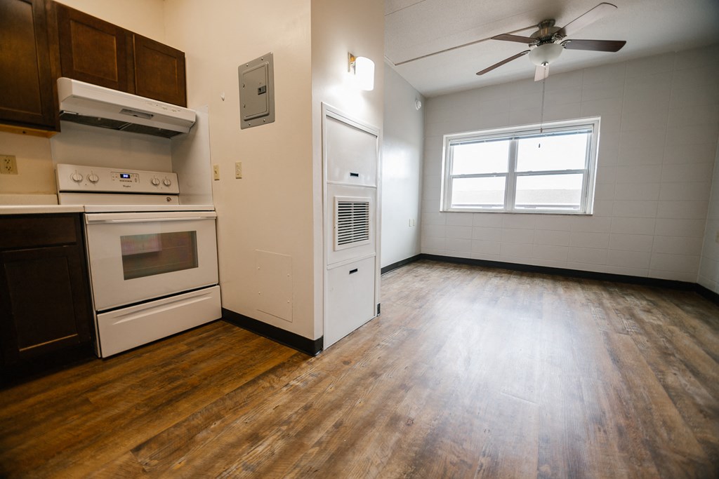 kitchen looking into living room