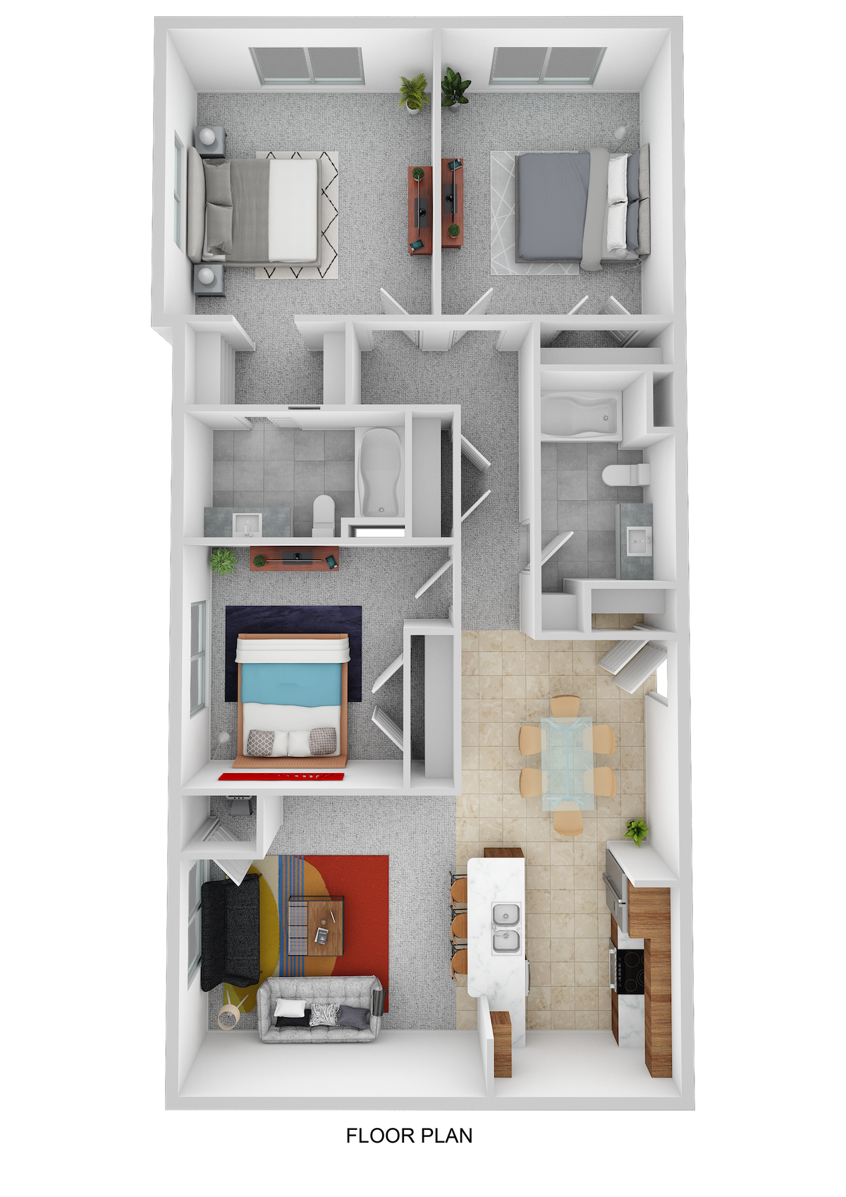 3 Bedrooms / 2 Bathrooms