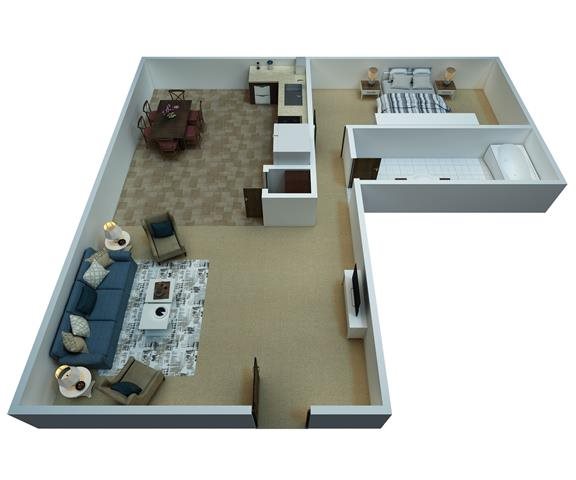1 Bedroom / 1 Bathroom Floor Plan 1