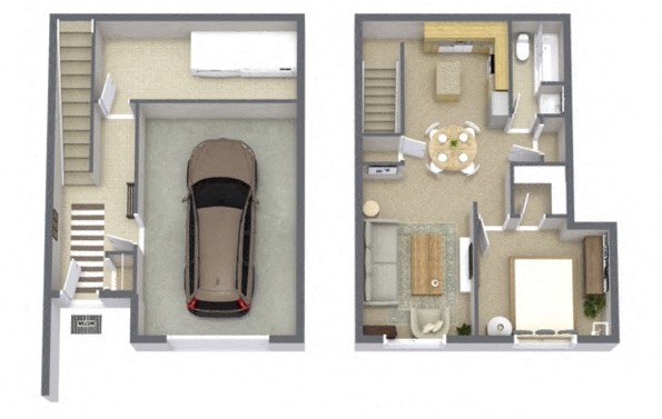 1 Bedroom / 1 Bathroom Townhome