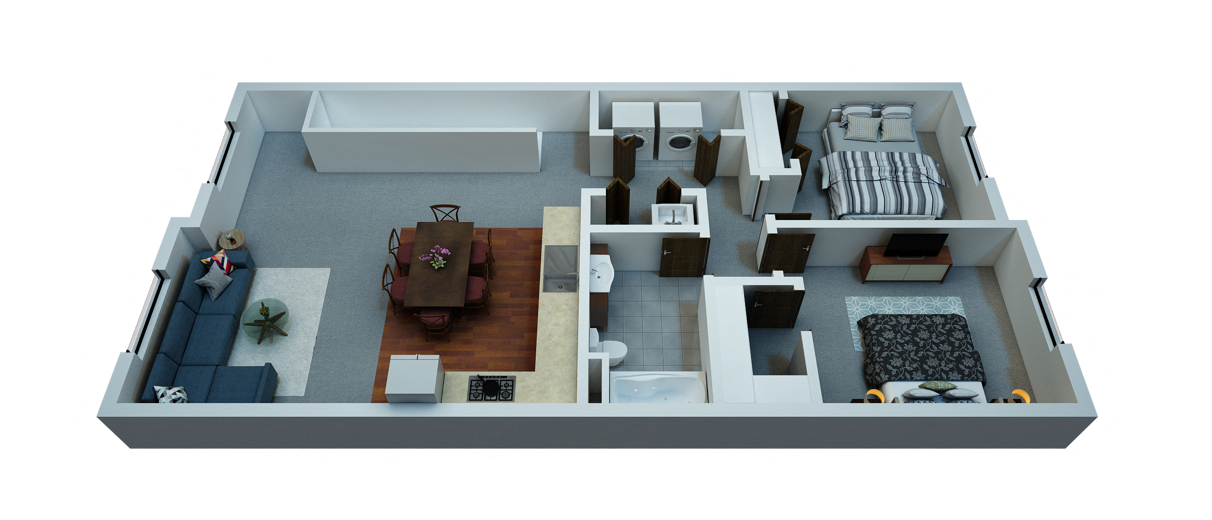 2 Bedrooms / 1 Bathroom Townhome